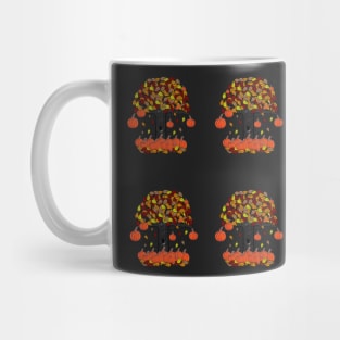 Simple Dark Tree with Falling Leaves and Pumpkins Pack Mug